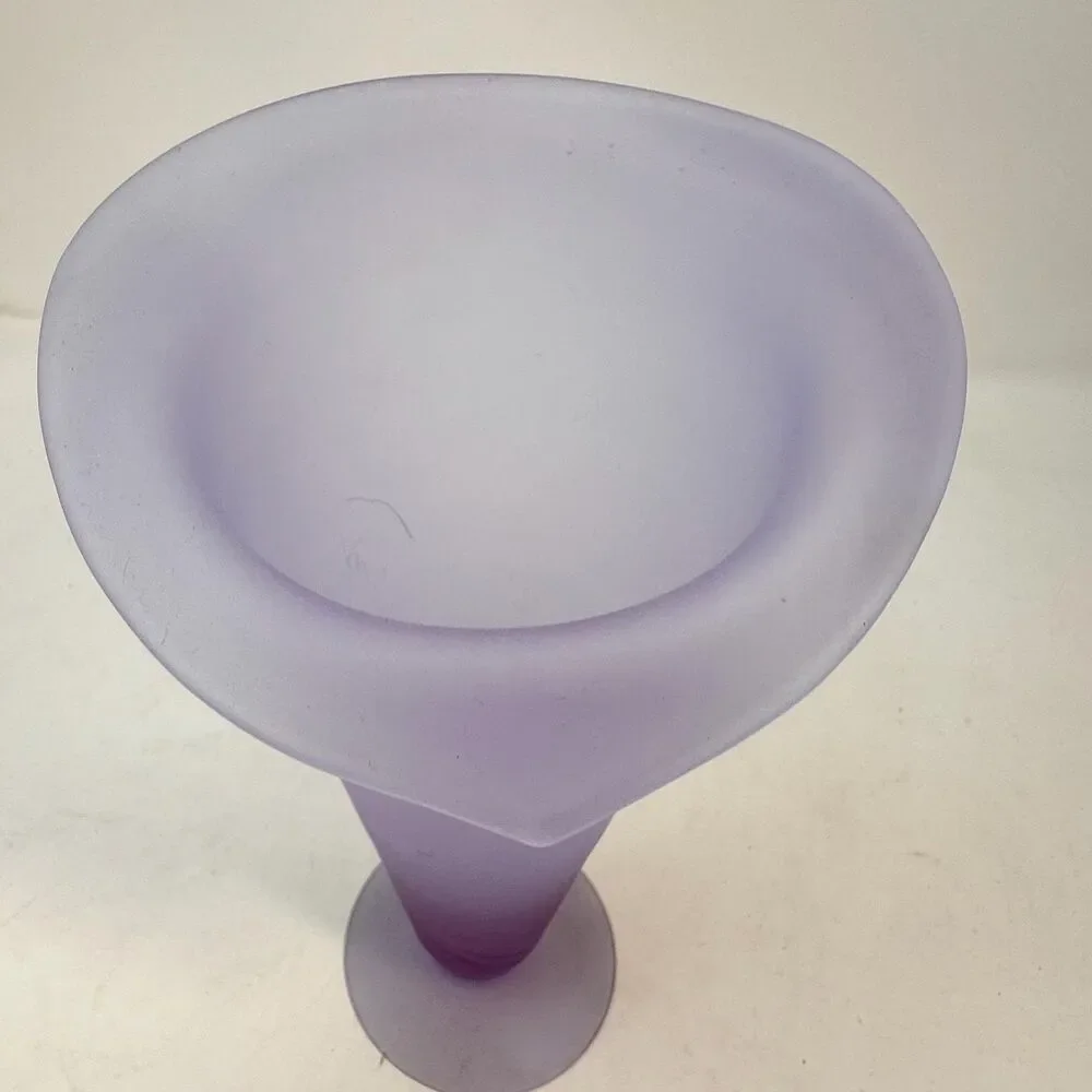 Vintage Frosted Satin Glass Purple Jack in the Pulpit Vase Lavender 7.5